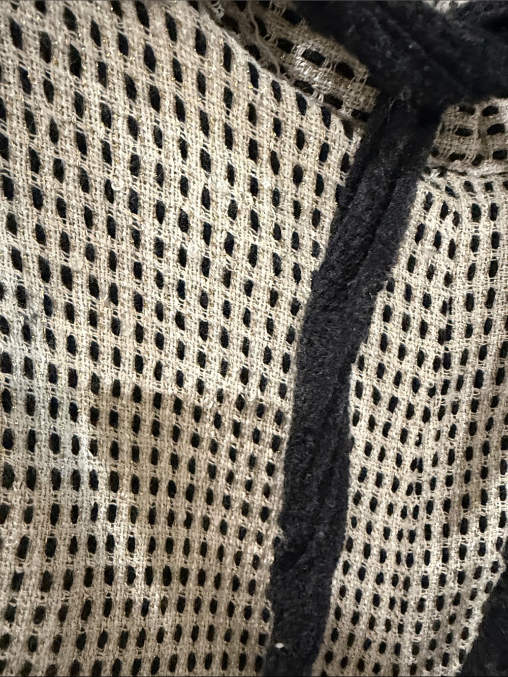 POL Black and Cream Wide Leg Knit Pants with Drawstring - Picture 3 of 5